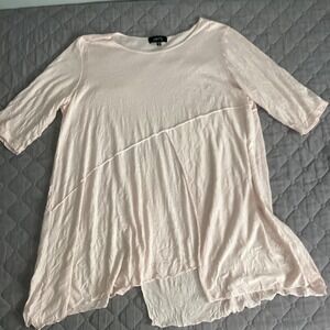 Comfy USA light pink, long-sleeve, asymmetrical tunic top Size Med